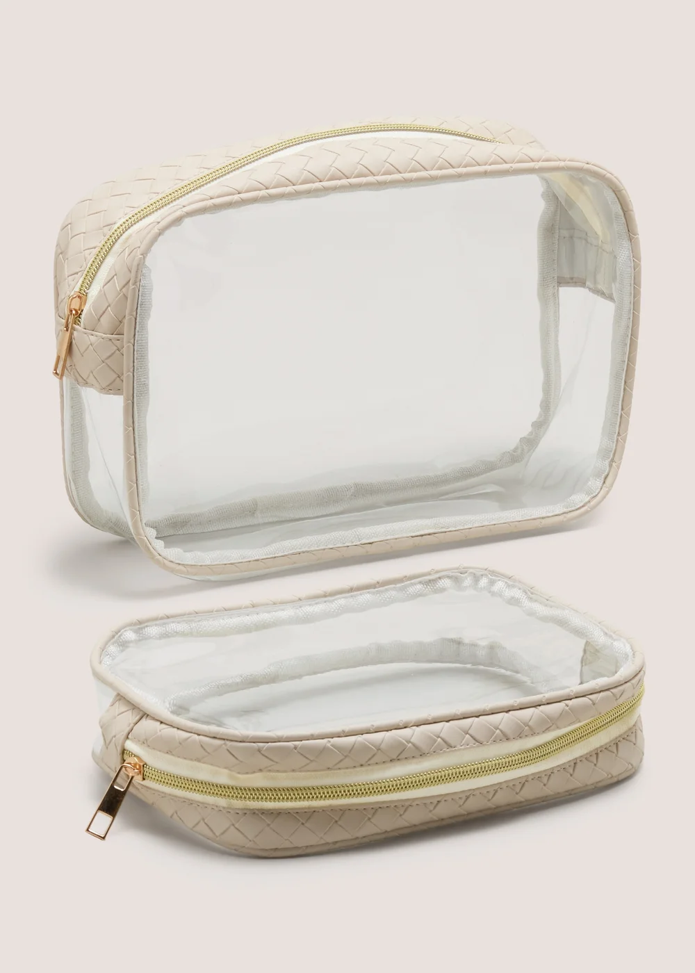 2 Pack Natural Clear Woven Cosmetic Bag Image 1
