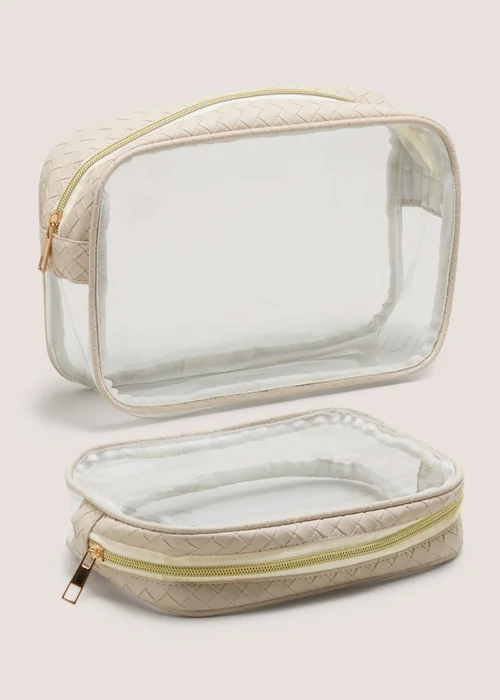 2 Pack Natural Clear Woven Cosmetic Bag Image 1