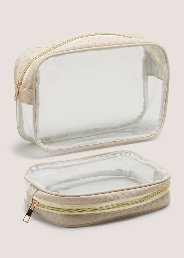 2 Pack Natural Clear Woven Cosmetic Bag