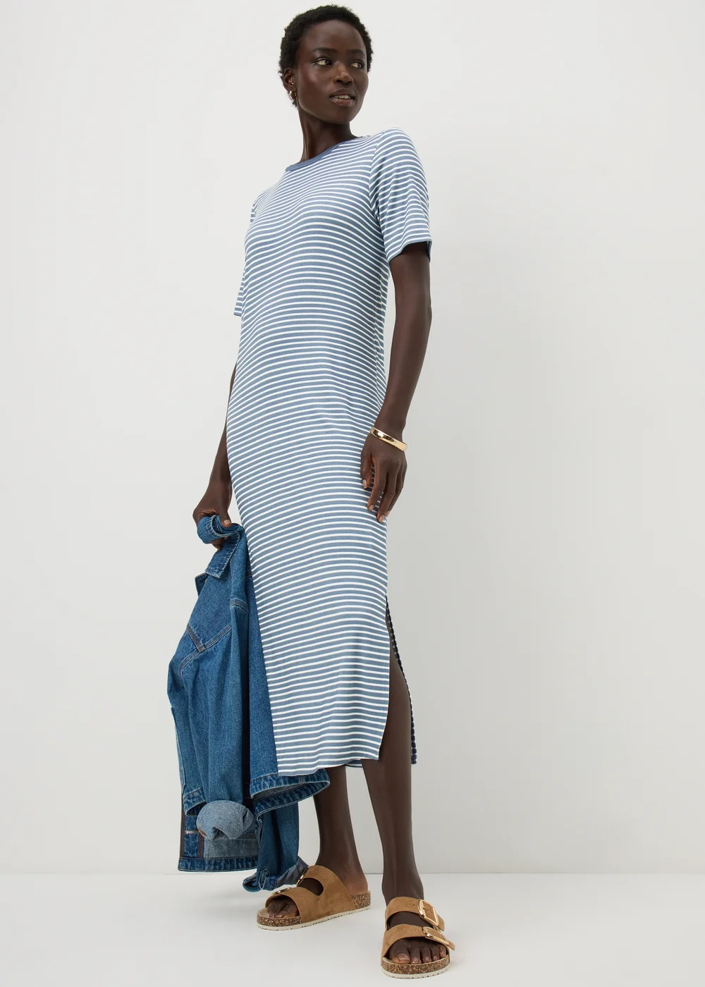 Blue Stripe T-Shirt Midi Dress - 26 | Matalan Blue Stripe T-Shirt Midi Dress - 26 | Matalan