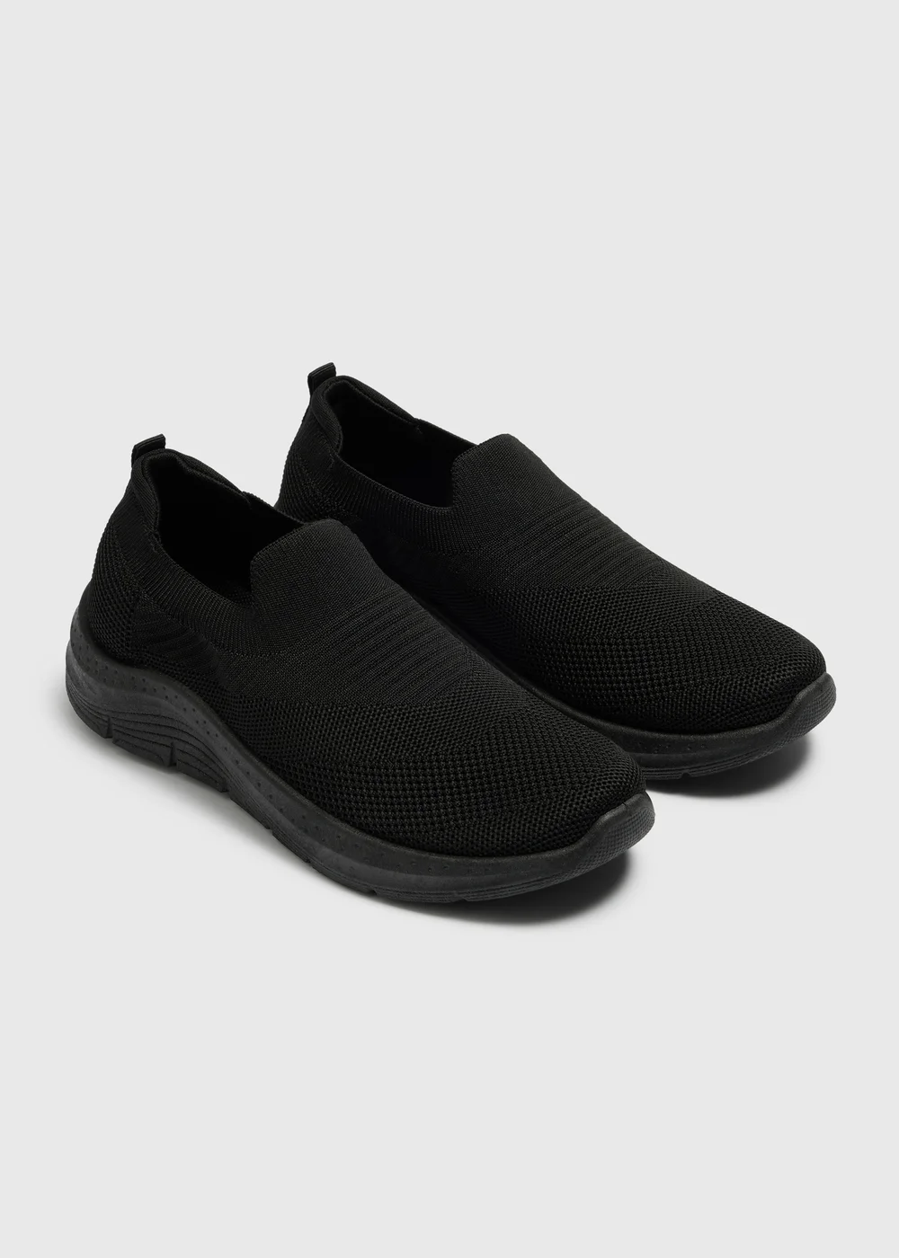 Black Knitted Slip On Trainers - 3 Image 1