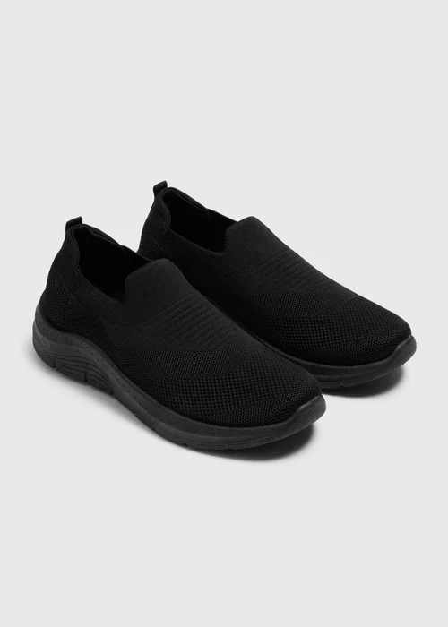Black Knitted Slip On Trainers - 3 Image 1
