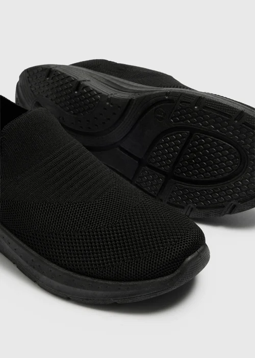 Black Knitted Slip On Trainers - 3 Image 2