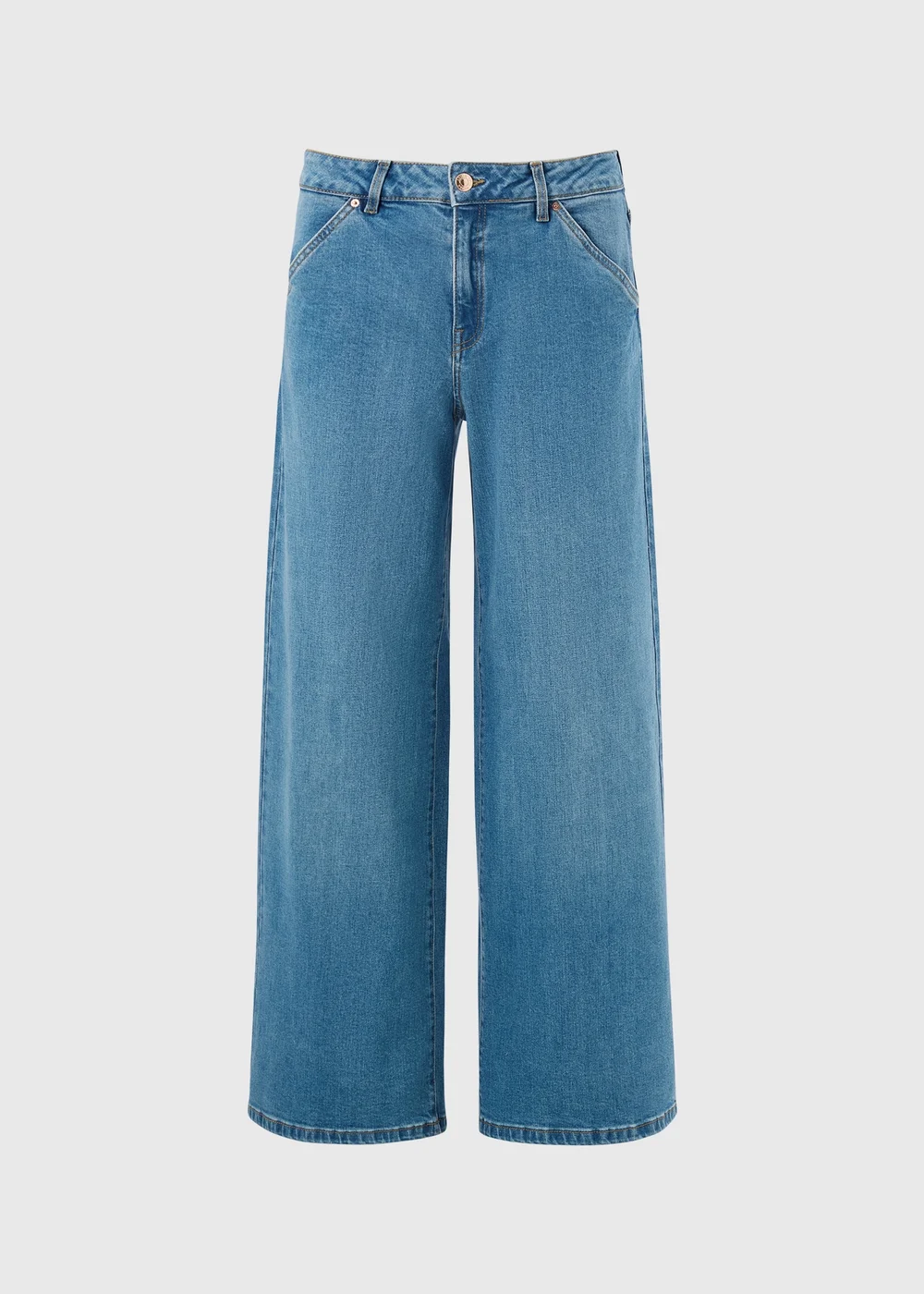 Mid Wash Stretch Wide Leg Jeans - 28 S Image 4