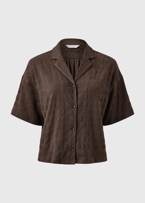 Chocolate Brown Textured Co-Ord Shirt - M Image 4