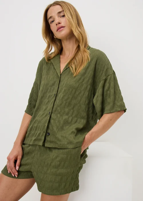 Khaki Textured Co-Ord Shirt - S Image 1