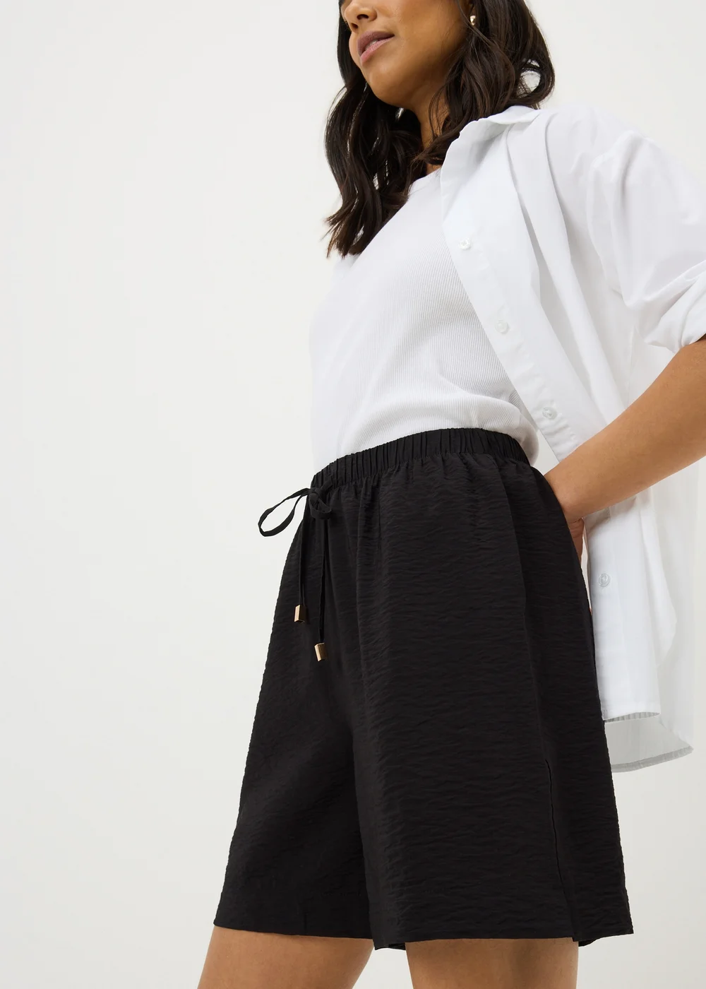 Black Tie Waist Shorts - 14 Image 2