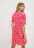 Red Ditsy Floral Print Mini Tea Dress - 8 Image 2