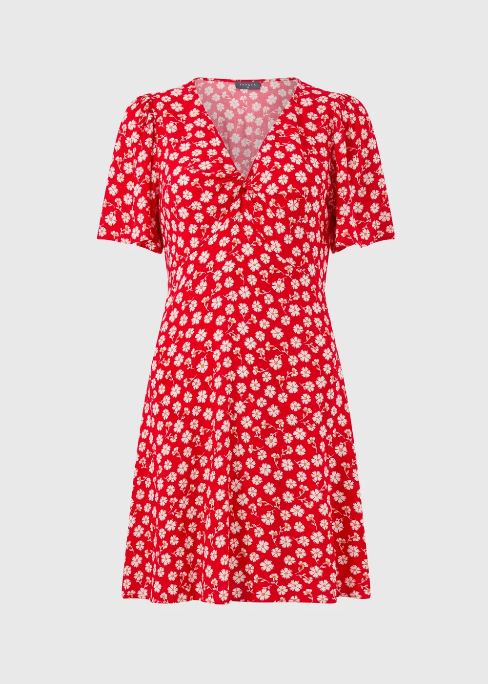 Red Ditsy Floral Print Mini Tea Dress - 8 Image 4
