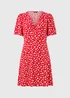 Red Ditsy Floral Print Mini Tea Dress - 8 Image 4