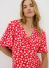 Red Ditsy Floral Print Mini Tea Dress - 8 Image 3