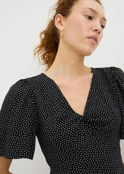 Black Spot Print Mini Tea Dress - 8 Image 1