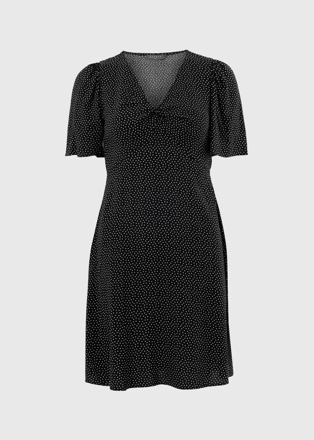 Black Spot Print Mini Tea Dress - 8 Image 2