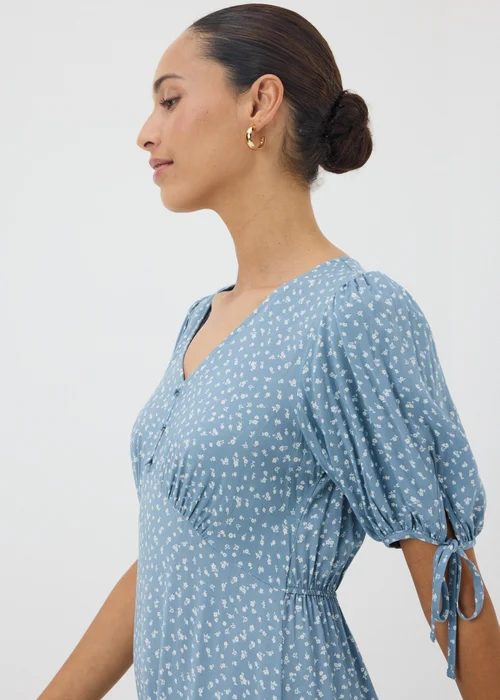 Blue Ditsy Floral Midi Tea Dress - 8 Image 3