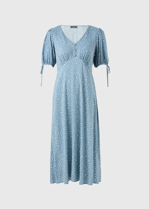 Blue Ditsy Floral Midi Tea Dress - 8 Image 4