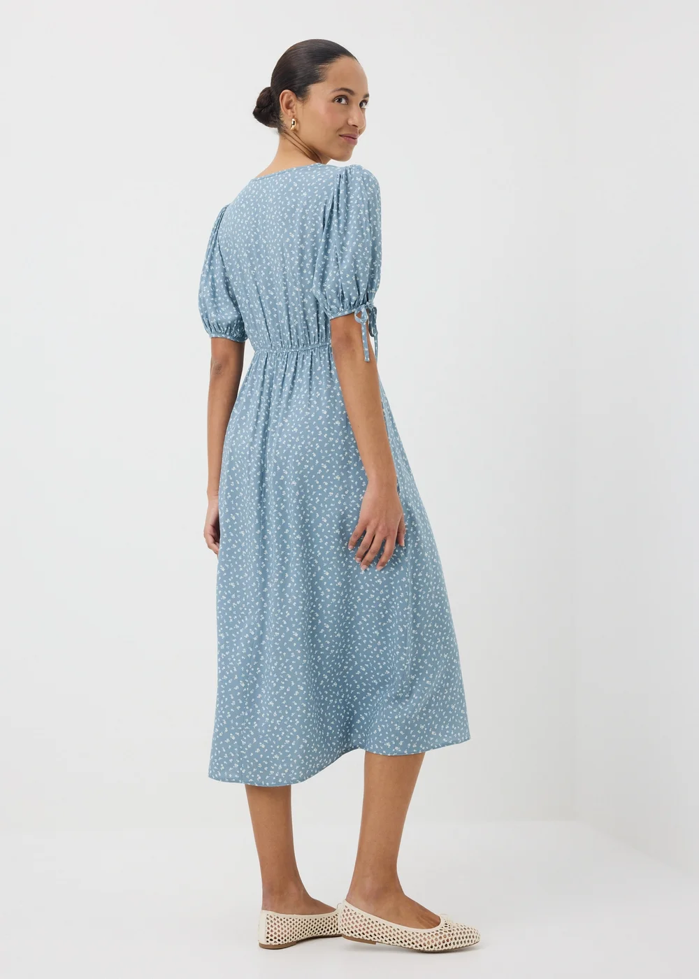 Blue Ditsy Floral Midi Tea Dress - 8 Image 2
