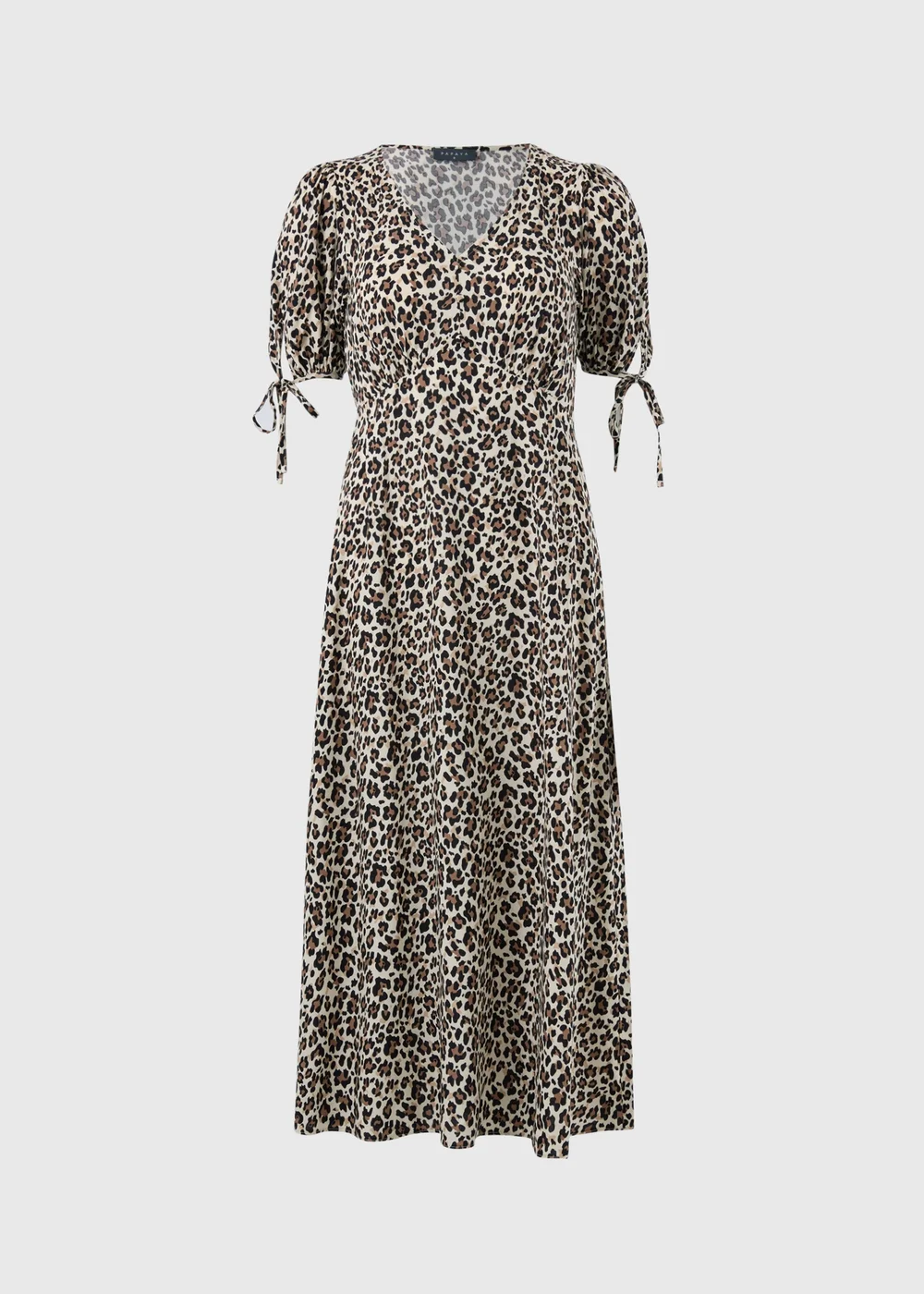 Brown Leopard Midi Tea Dress - 8 Image 4