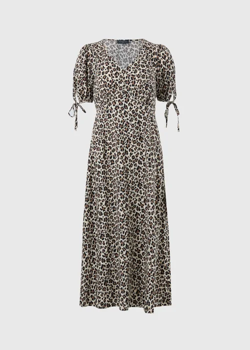 Brown Leopard Midi Tea Dress - 8 Image 4