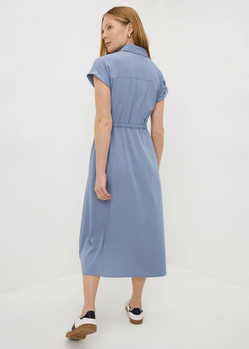 Blue Clipper Midi Shirt Dress - 28 Image 3