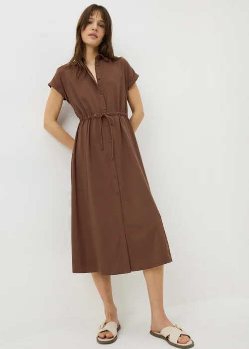 Chocolate Brown Clipper Midi Shirt Dress - 20 Image 1