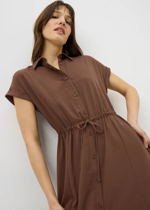 Chocolate Brown Clipper Midi Shirt Dress - 20 Image 2