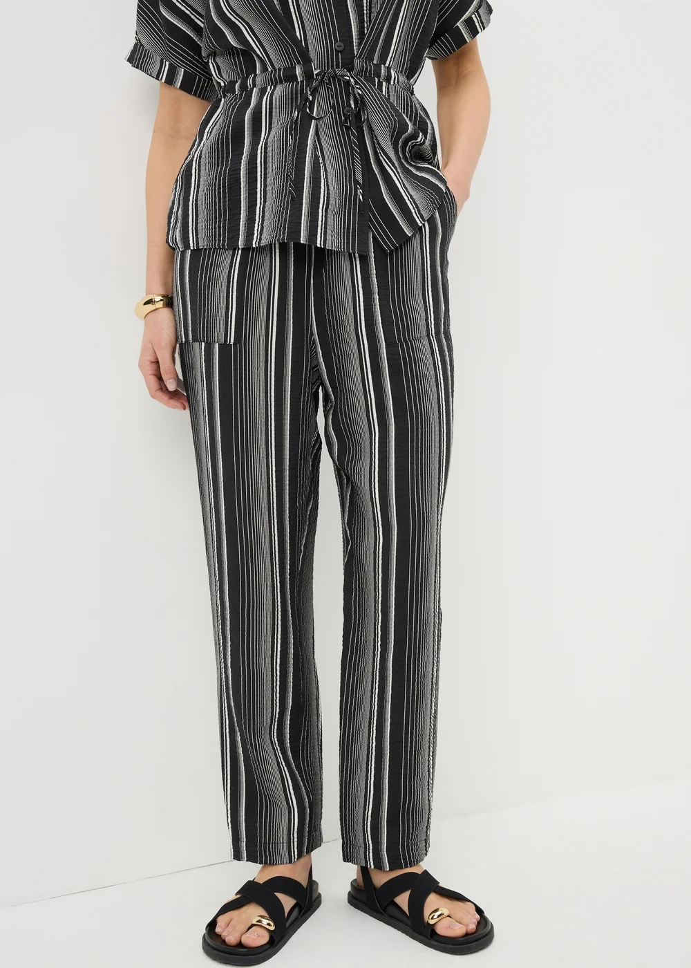 Black Stripe Airflow Tapered Co Ord Trousers - 22 Image 2