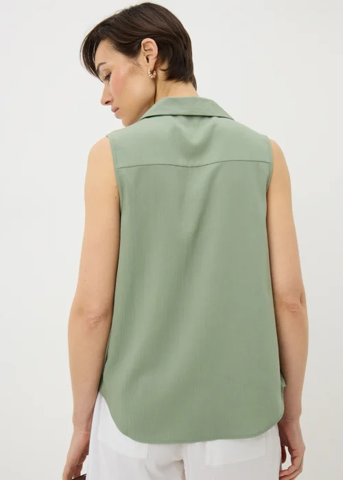 Sage Green Sleeveless Clipper Shirt - 10 Image 1