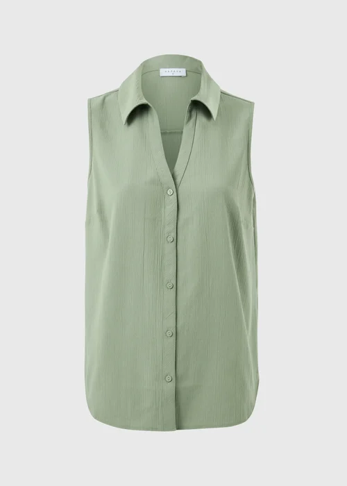 Sage Green Sleeveless Clipper Shirt - 10 Image 2