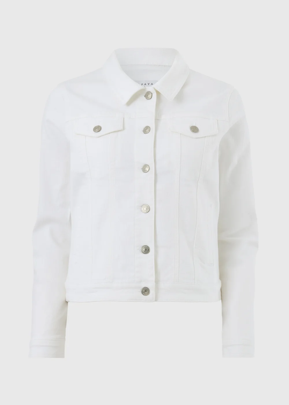 White Stretch Denim Jacket - Size 8 Image 4