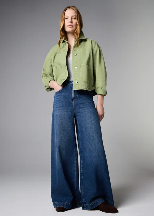 Sage Green Denim Shacket - S Image 5