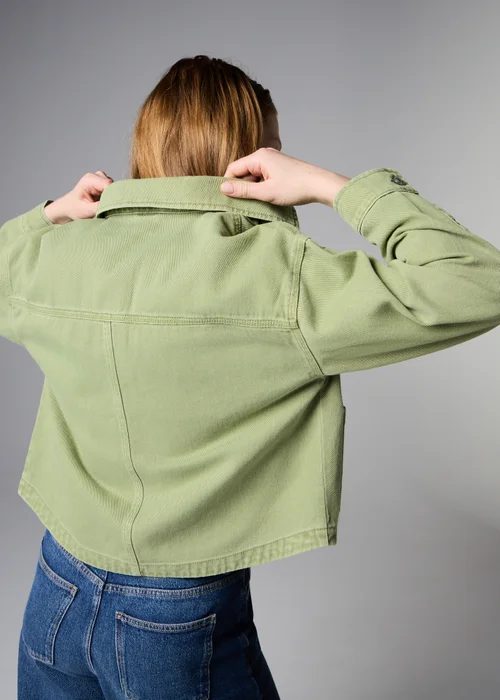Sage Green Denim Shacket - S Image 2