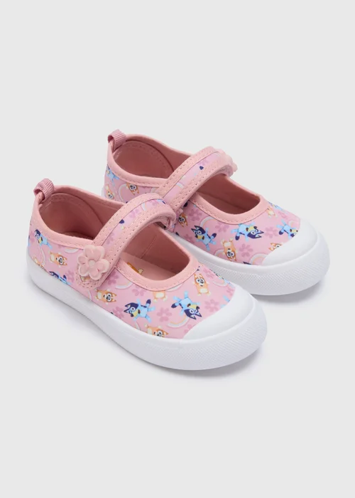 Bluey Girls Pink Mary Jane Canvas Shoes (Younger 4-12) - Size 4 Infants Image 1