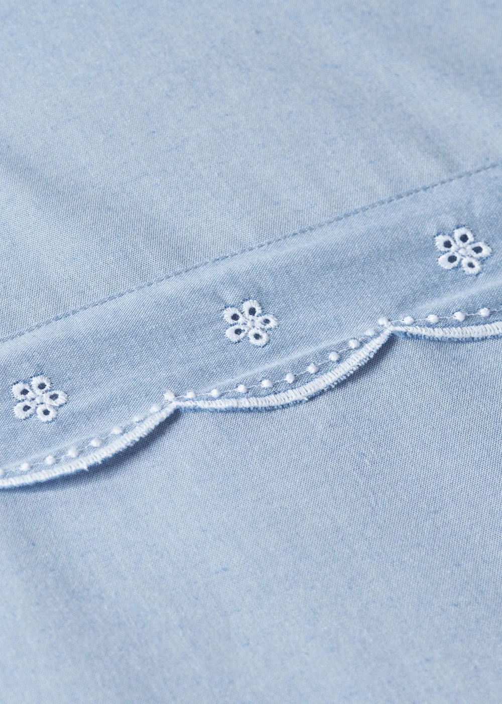 Blue Chambray Embroidered Duvet Set - Double Image 2