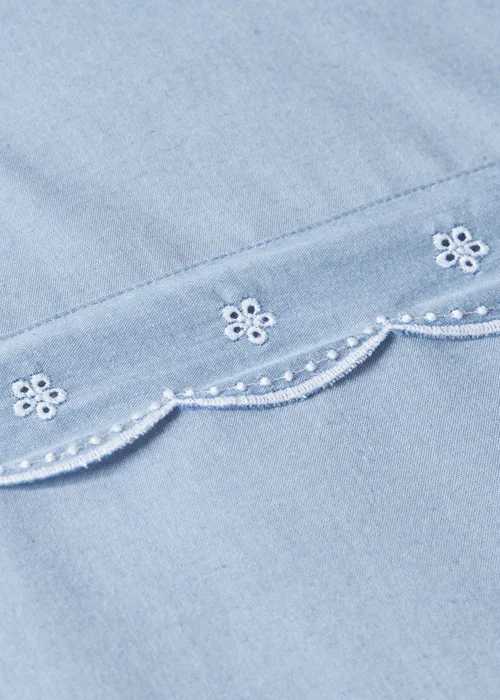 Blue Chambray Embroidered Duvet Set - Double Image 2
