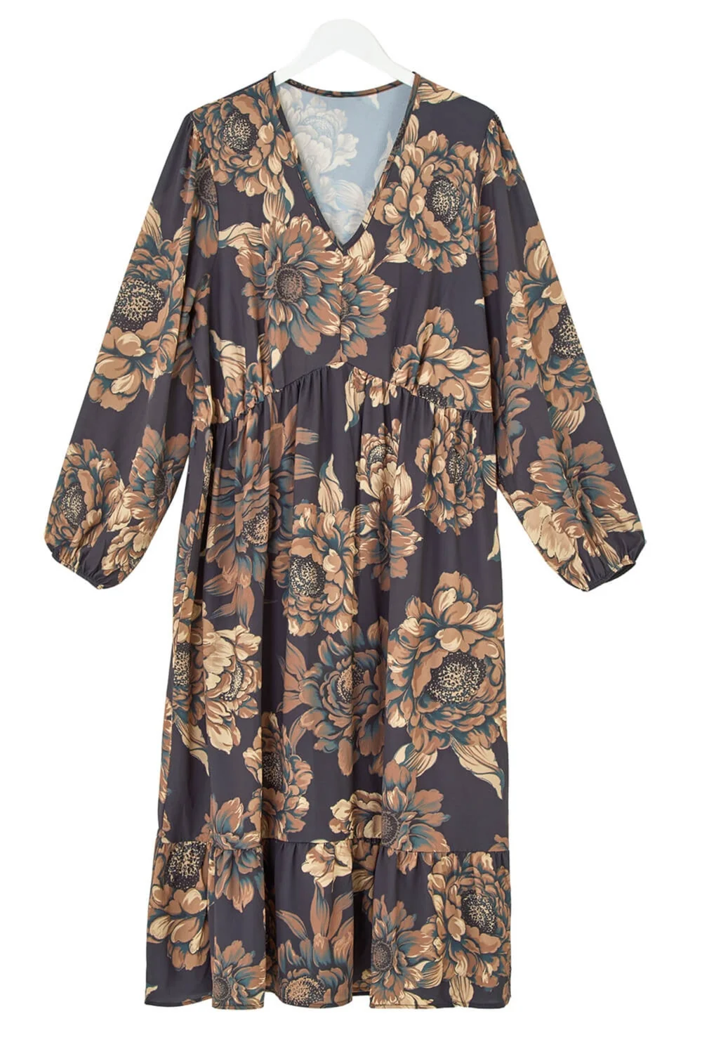 Roman Brown Curve Floral Print Midi Dress - 16 Image 2