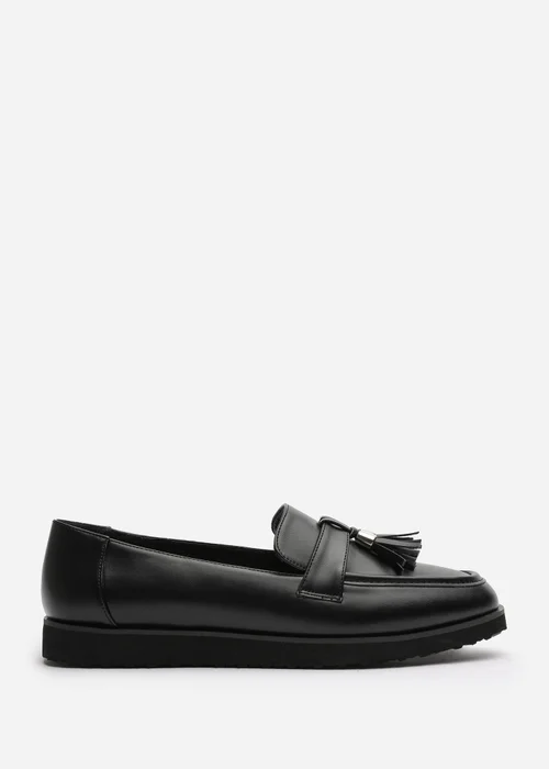 Where's That From Extra Wide-Fit Black PU Kennedy Tasseled Loafers - 4 Image 3
