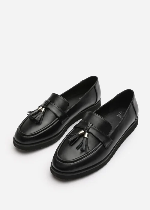 Where's That From Extra Wide-Fit Black PU Kennedy Tasseled Loafers - 4 Image 4