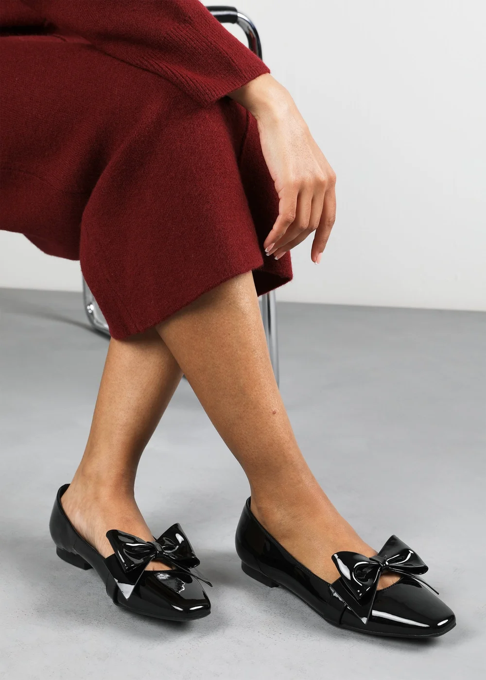 Where's That From Jessica Black Patent Square Toe Flats - 3 Image 2