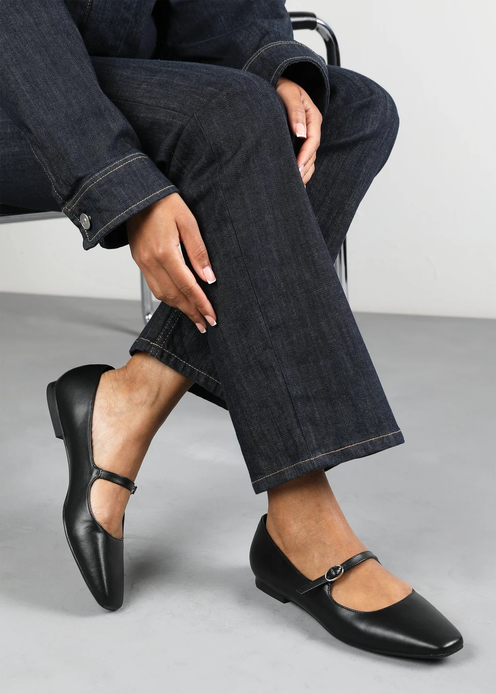 Where's That From Jennifer Black PU Wide Fit Mary Jane Flats - 4 Image 1