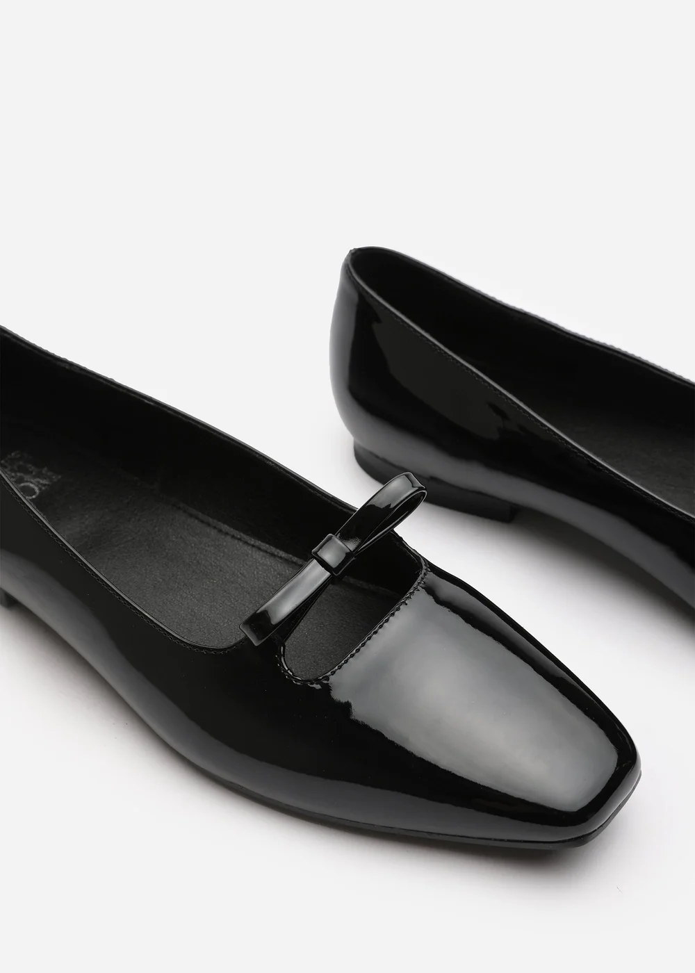 Where's That From Hope Black Patent Wide Fit Square Toe Flats - 4 Image 4