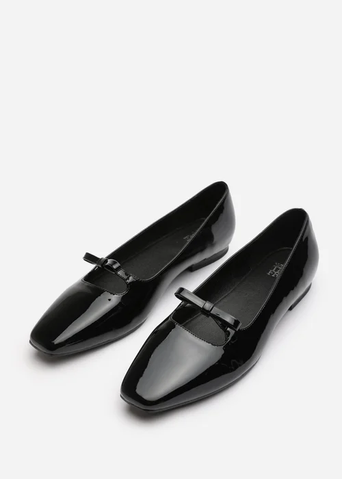 Where's That From Hope Black Patent Wide Fit Square Toe Flats - 4 Image 3