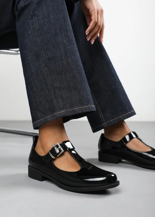 Where's That From Natalie Black Patent Extra Wide-Fit Mary Janes Loafers - 4 Image 2