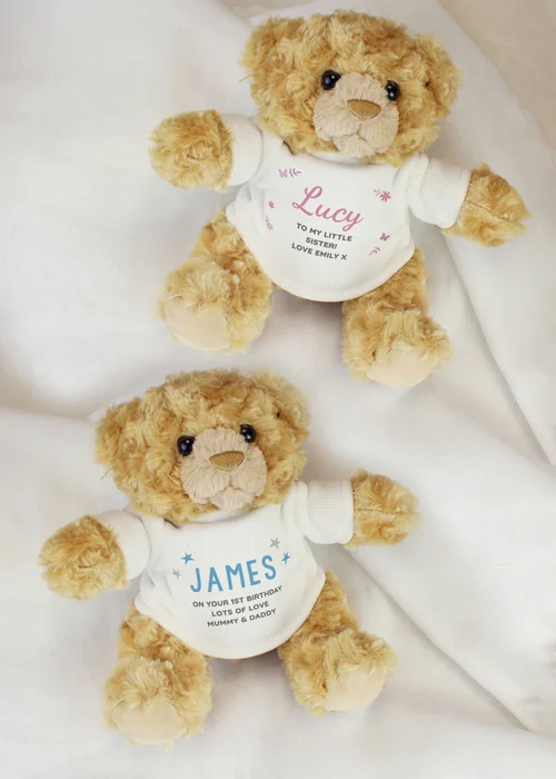 Personalised Memento Company Aqua Blue Name & Message Teddy Bear - One Size Image 3