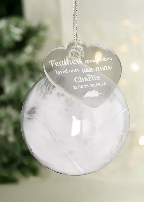 Personalised Memento Company White Memorial Feather Bauble - One Size Image 1