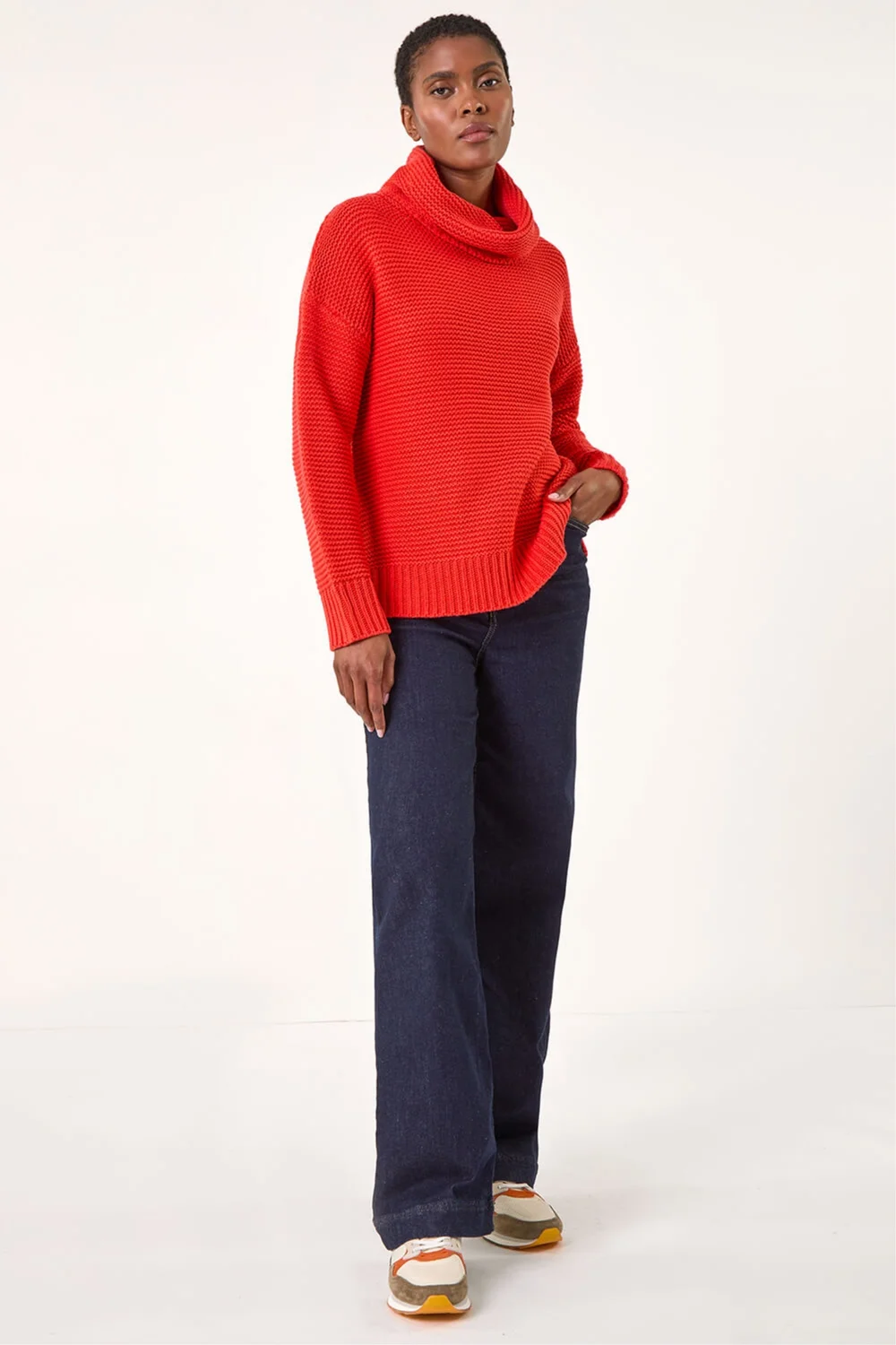 Roman Red Textured Cowl Neck Jumper - 16 Image 2