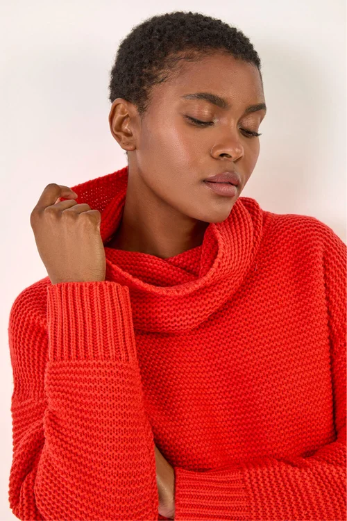 Roman Red Textured Cowl Neck Jumper - 16 Image 1