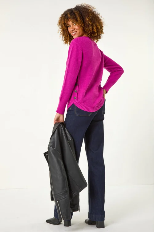 Roman Magenta Textured Curved Hem Jumper - 12 Image 4