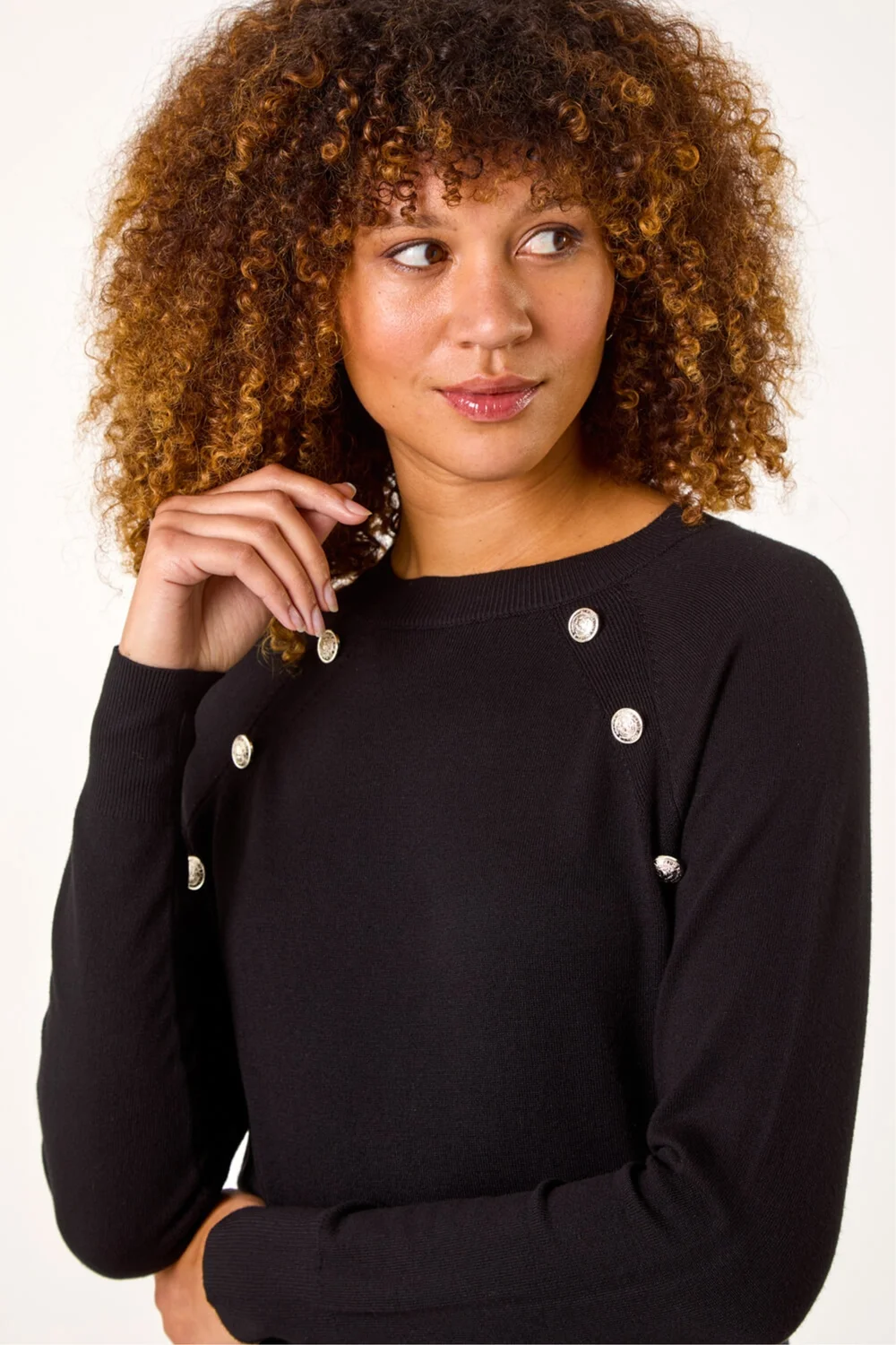 Roman Black Button Detail Knitted Dress - 20 Image 4