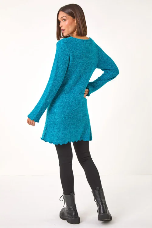 Roman Teal Textured Pocket Detail Longline Jumper - 14 Image 3