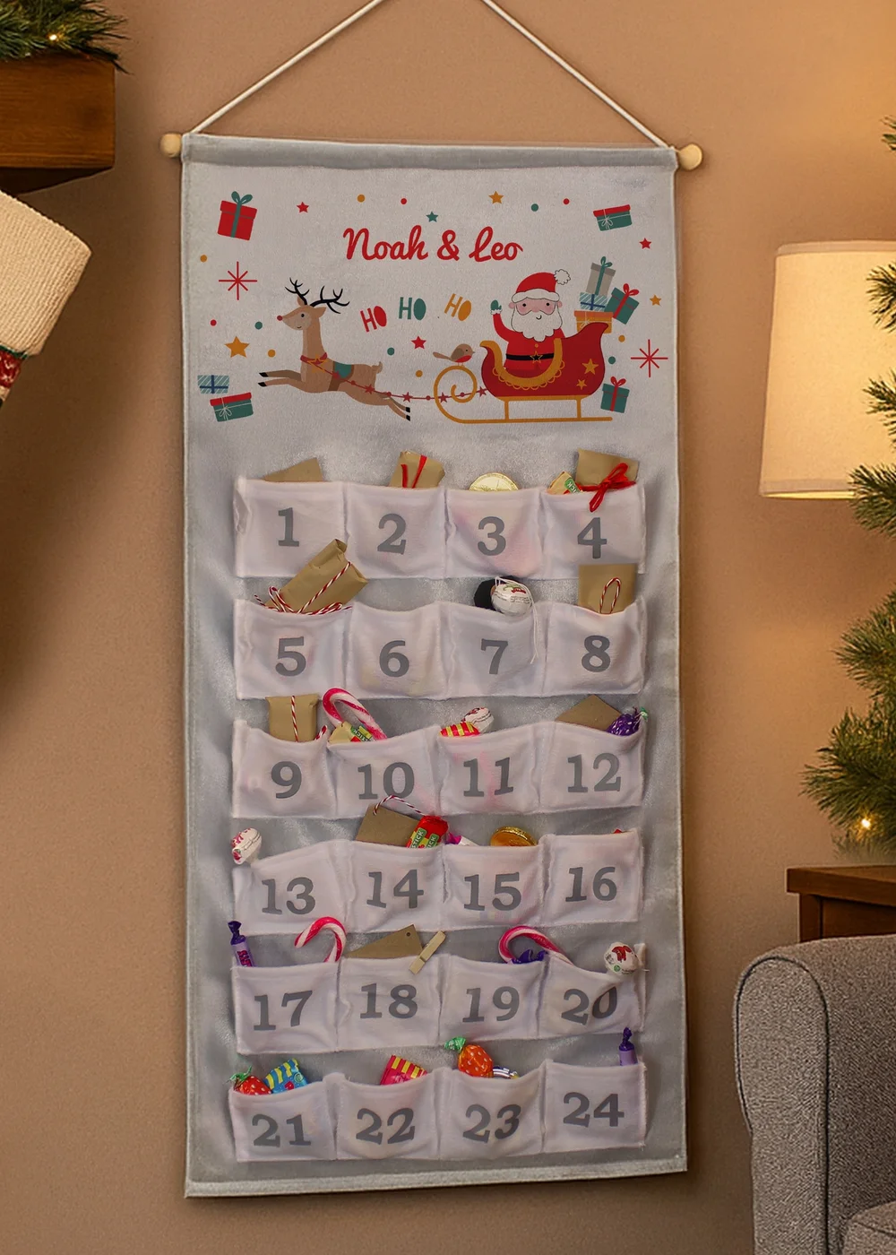 Personalised Memento Company Grey Santa Sleigh Advent Calendar - One Size Image 3